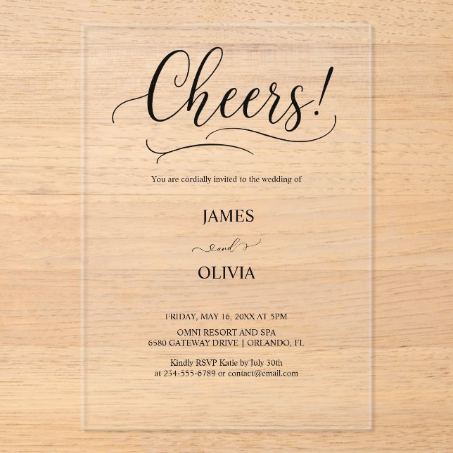 Invitaciones Acrílicas Elegantes animaciones guión Boda acrílico transpar (Anverso)