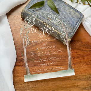 Invitaciones Acrílicas Elegantes Árboles acuáticos Boda de Arco Whimsical