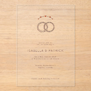 Invitaciones Acrílicas Elegantes Corazones Negros y Rojos