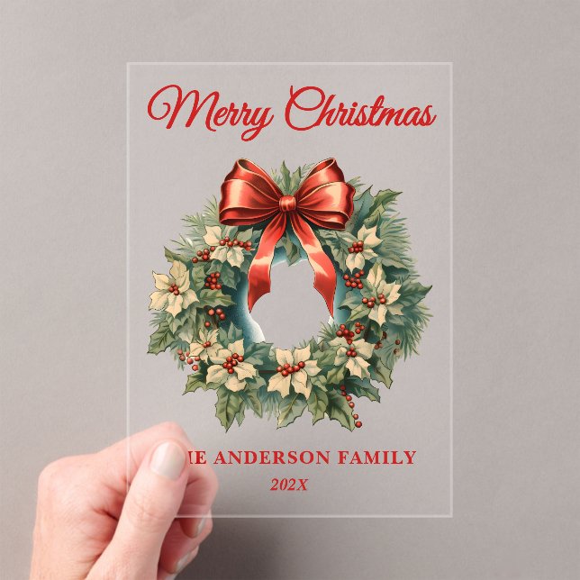 Invitaciones Acrílicas Elegantes Navidades de acuarela Wreath Holiday (Insitu (portátil))