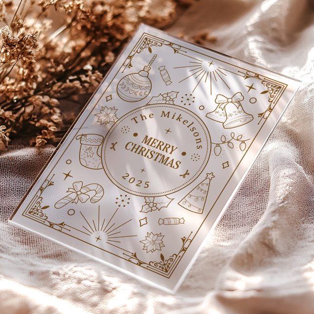 Invitaciones Acrílicas Elegantes Navidades de Arte de la Línea de Oro (Subido por el creador)