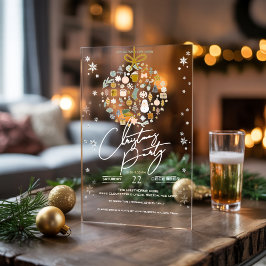 Invitaciones Acrílicas Elegantes Navidades Fiesta festividad festividad M