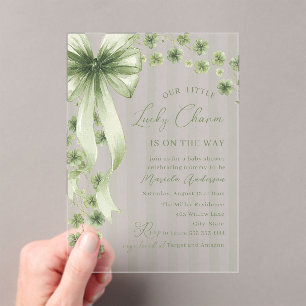 Invitaciones Acrílicas Elegantes pequeños tréboles de acuarela Patrics Ba
