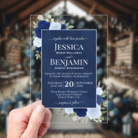 Elegantes Rosas Boho Chic Azul Estiloso Texto Boda