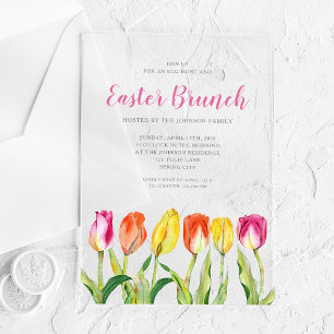 Invitaciones Acrílicas Elegantes tulipanes de acuarela floral para Brunch