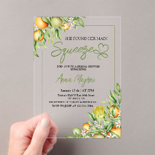 Invitaciones Acrílicas Ella encontró la ducha de novia de vegetación de s