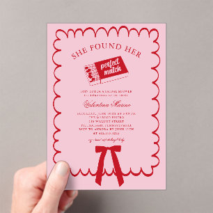 Invitaciones Acrílicas Ella Encontró Su Boda Perfecta Doodle Despedida de