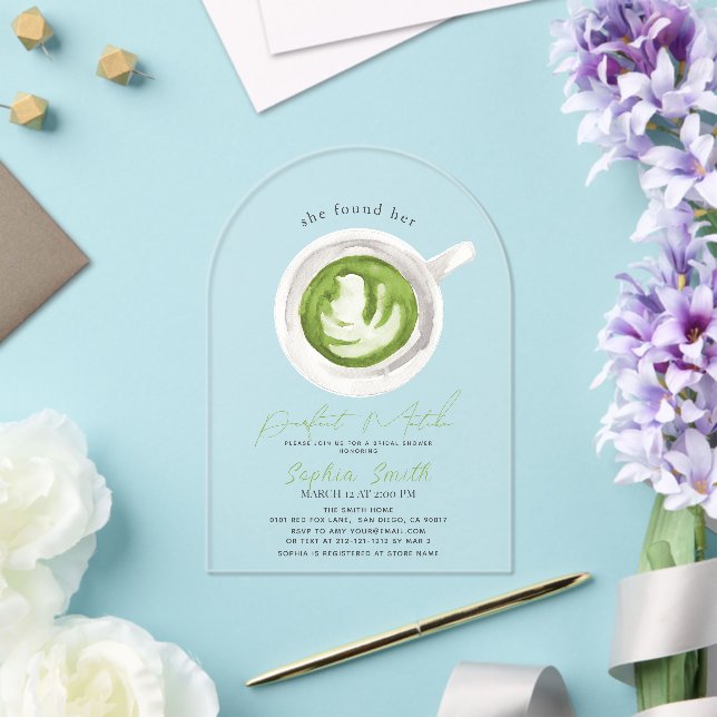 Invitaciones Acrílicas Ella encontró su Desayuno Nupcial Perfect Matcha (Insitu (Boda))