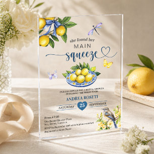 Invitaciones Acrílicas Ella Encontró su Ducha de Novia de Limón Principal
