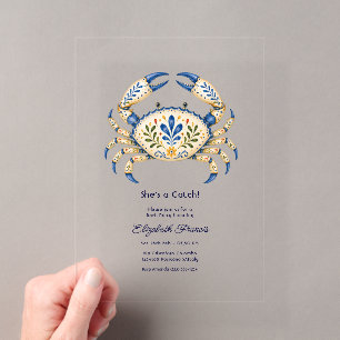 Invitaciones Acrílicas Ella es un tesoro Amalfi Coast Crab Despedida de s