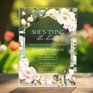 Invitaciones Acrílicas Ella está atando el nudo Boho Floral Bridal Show