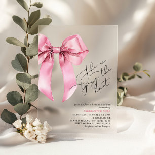 Invitaciones Acrílicas Ella está atando el nudo Desayuno de boda con Lazo
