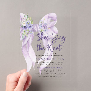 Invitaciones Acrílicas Ella está atando el nudo Floral Bridal Shower