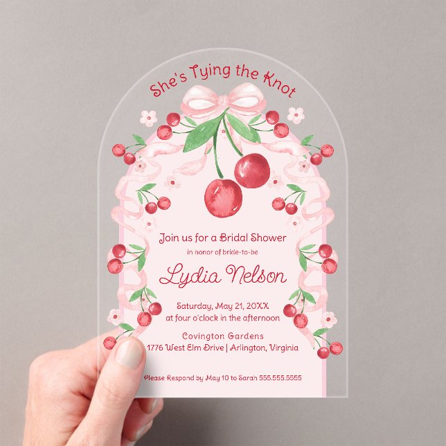 Invitaciones Acrílicas Ella está atando la novia de la guinda de la guind (Insitu (portátil))