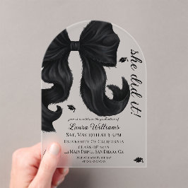 Invitaciones Acrílicas Ella Lo Hizo Graduación Bow