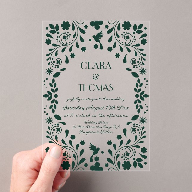 Invitaciones Acrílicas Emerald Green Floral Talavera Wedding (Insitu (portátil))