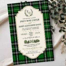 Invitaciones Acrílicas Emerald Green Plaid Elegant Scottish