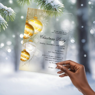 Invitaciones Acrílicas Empresa de adornos de oro fiesta de Navidad escarc