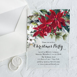 Invitaciones Acrílicas Empresa Fiesta de Navidades florales de Poinsettia