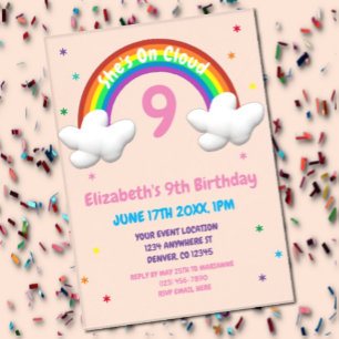 Invitaciones Acrílicas ¡En la gloria! Cumpleaños arcoíris