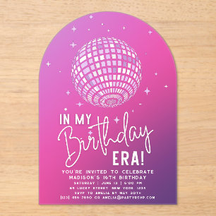 Invitaciones Acrílicas En mi época de cumpleaños, Fiesta de la era, Fiest