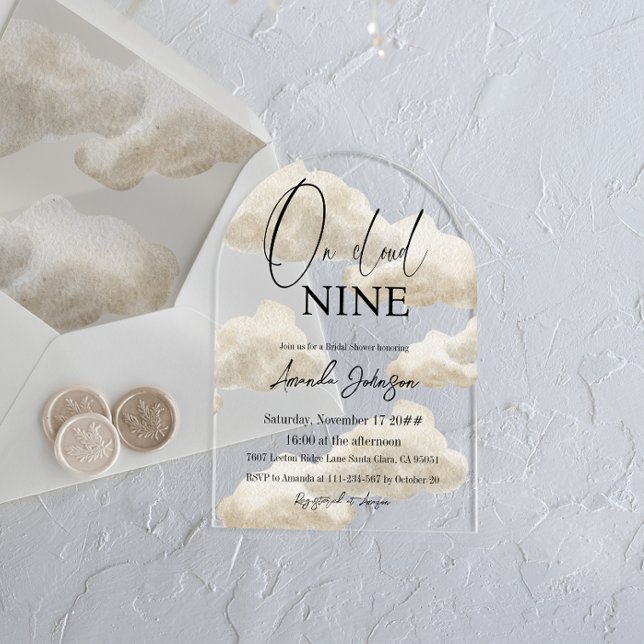Invitaciones Acrílicas En Nueve Nubes Acuarela Beidal Bridal Shower (Subido por el creador)