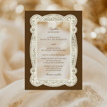 Encaje Vintage Dinero Antiguo Mocha Marrón Boda