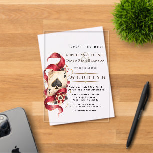 Invitaciones Acrílicas Encantadora Noche de Casino en Acuarela Burgundy B