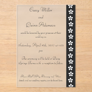 Invitaciones Acrílicas Encantadora Sakura en Boda de Acrílico Negro
