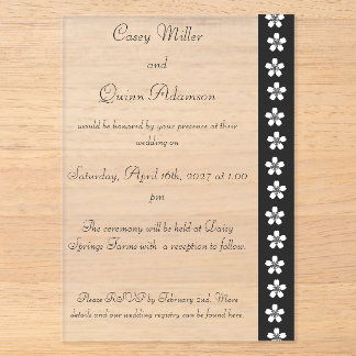 Invitaciones Acrílicas Encantadora Sakura en Boda de Acrílico Negro