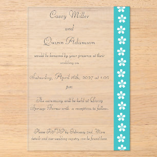 Invitaciones Acrílicas Encantadora Sakura en Boda de Acrílico Turquesa