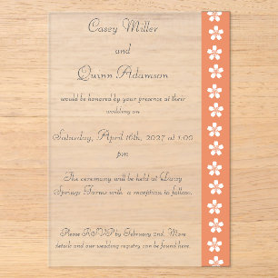 Invitaciones Acrílicas Encantadora Sakura en Coral Acrílico Boda