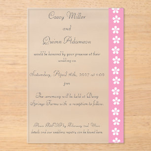 Invitaciones Acrílicas Encantadora Sakura en Rosa Pétalo de Acrílico para