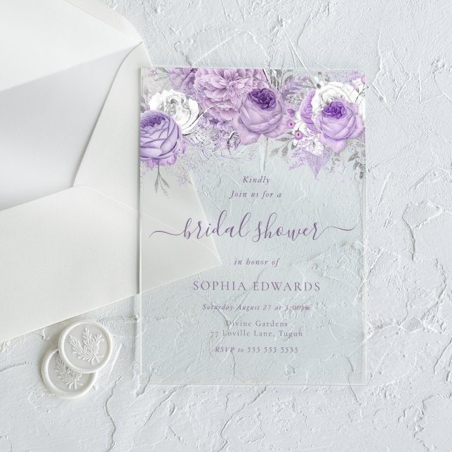 Invitaciones Acrílicas Enchanted Lavender Bridal Shower (Subido por el creador)