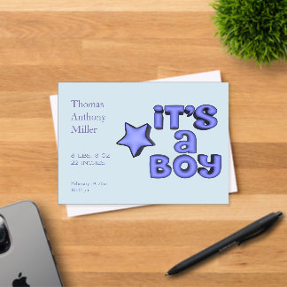 Invitaciones Acrílicas Es un niño con estrella azul 3D hinchada