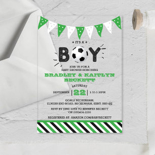 Invitaciones Acrílicas ¡Es un niño! Fiesta de bebé temática de fútbol mix