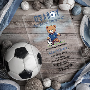 Invitaciones Acrílicas Es un niño oso apenas espera jugador de fútbol beb
