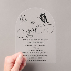 Invitaciones Acrílicas Es una niña Cumpleaños Minimalista Moderno con Mar