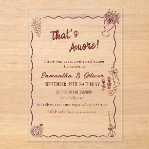 Invitaciones Acrílicas Esa es la comida italiana de la cena de ensayo
