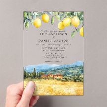 Escena de limones toscanos en Italia para boda