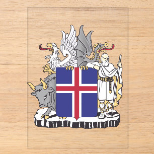 Invitaciones Acrílicas Escudo de Armas de Islandia Arte de Guardianes Mit
