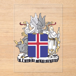 Invitaciones Acrílicas Escudo de Armas de Islandia Guardianes Mitológicos