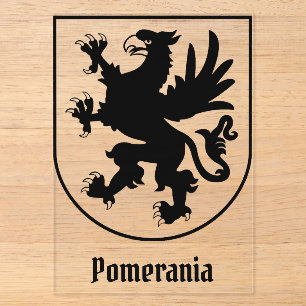 Invitaciones Acrílicas Escudo de Armas de Pomerania Negro y Blanco Heráld
