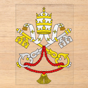 Invitaciones Acrílicas Escudo de Armas del Vaticano Emblema de Arte Fino