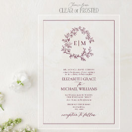 Invitaciones Acrílicas Escudo formal de Borgoña  Monograma Boda