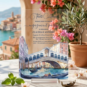 Invitaciones Acrílicas Ese es el agua Amore Venice fiesta de compromiso