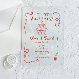 Invitaciones Acrílicas Eso es Amore Dibujado a Mano Vintage Caprichosa Bo