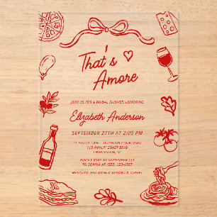 Invitaciones Acrílicas Eso es Amore Fiesta de Despedida de Soltera de Com