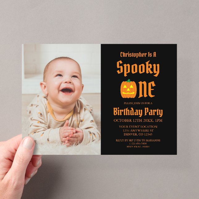 Invitaciones Acrílicas Espeluznante primer cumpleaños (Insitu (portátil))