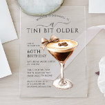 Invitaciones Acrílicas Espresso Martini de cumpleaños número 60<br><div class="desc">El elegante diseño de moda para una animada celebración de cumpleaños incluye un espresso martini. Un arco bonito y femenino añade un toque festivo.</div>